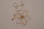 Two-tone openwork flower pendant Bolo tie necklace