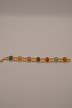 Multi-gemstone Egyptian Revival scarab bracelet