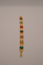 Multi-gemstone Egyptian Revival scarab bracelet