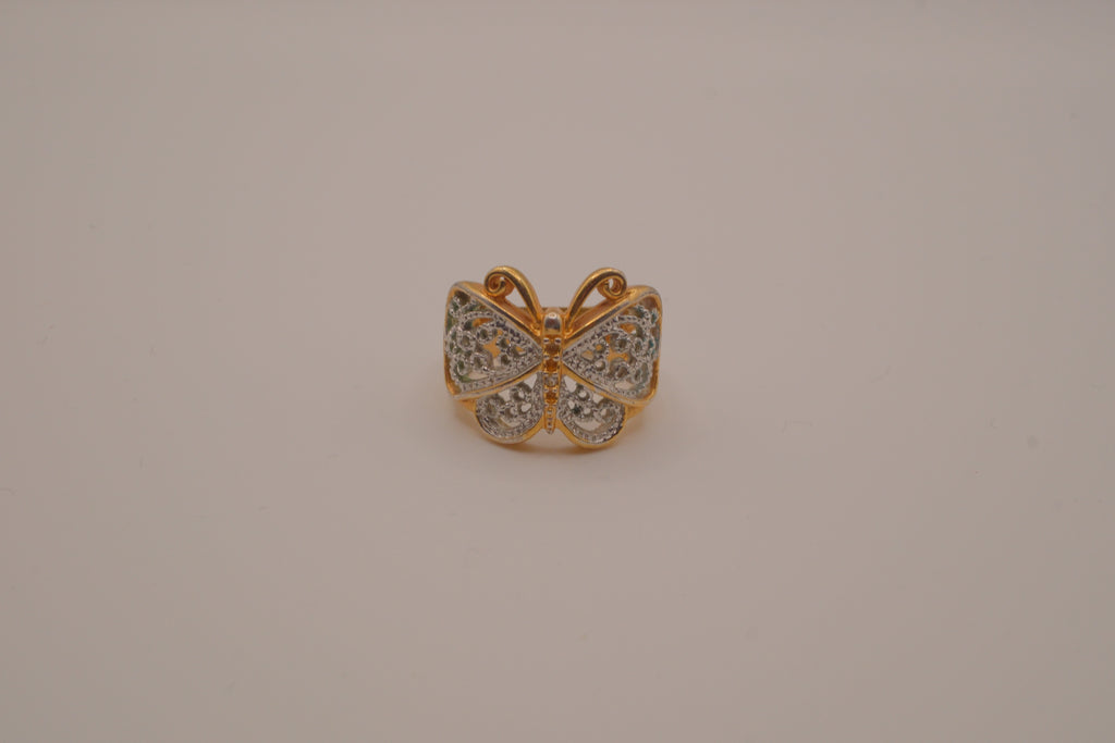 Two-tone butterfly statement ring