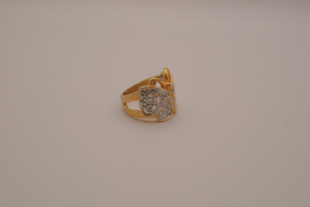 Two-tone butterfly statement ring