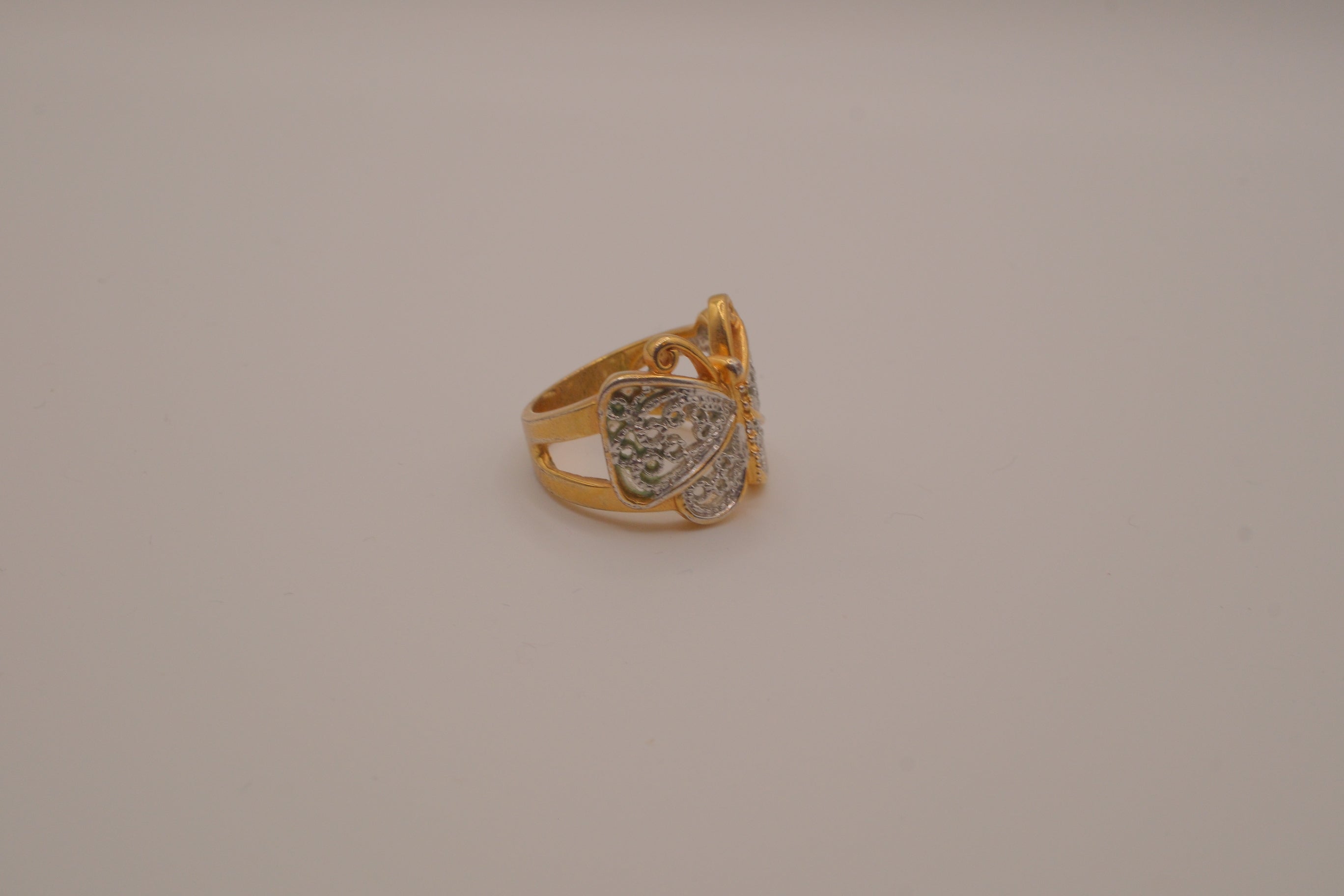 Two-tone butterfly statement ring