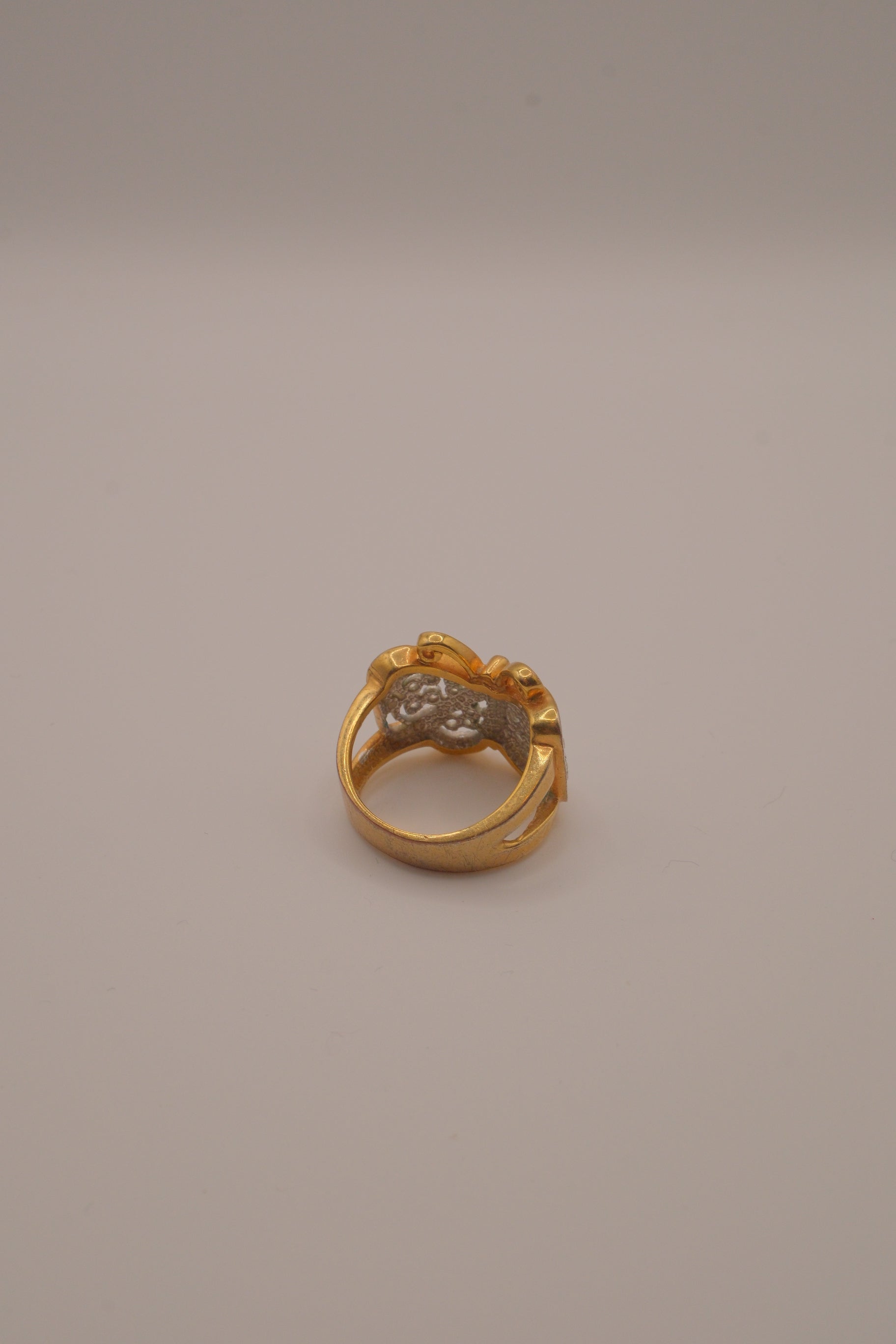 Two-tone butterfly statement ring