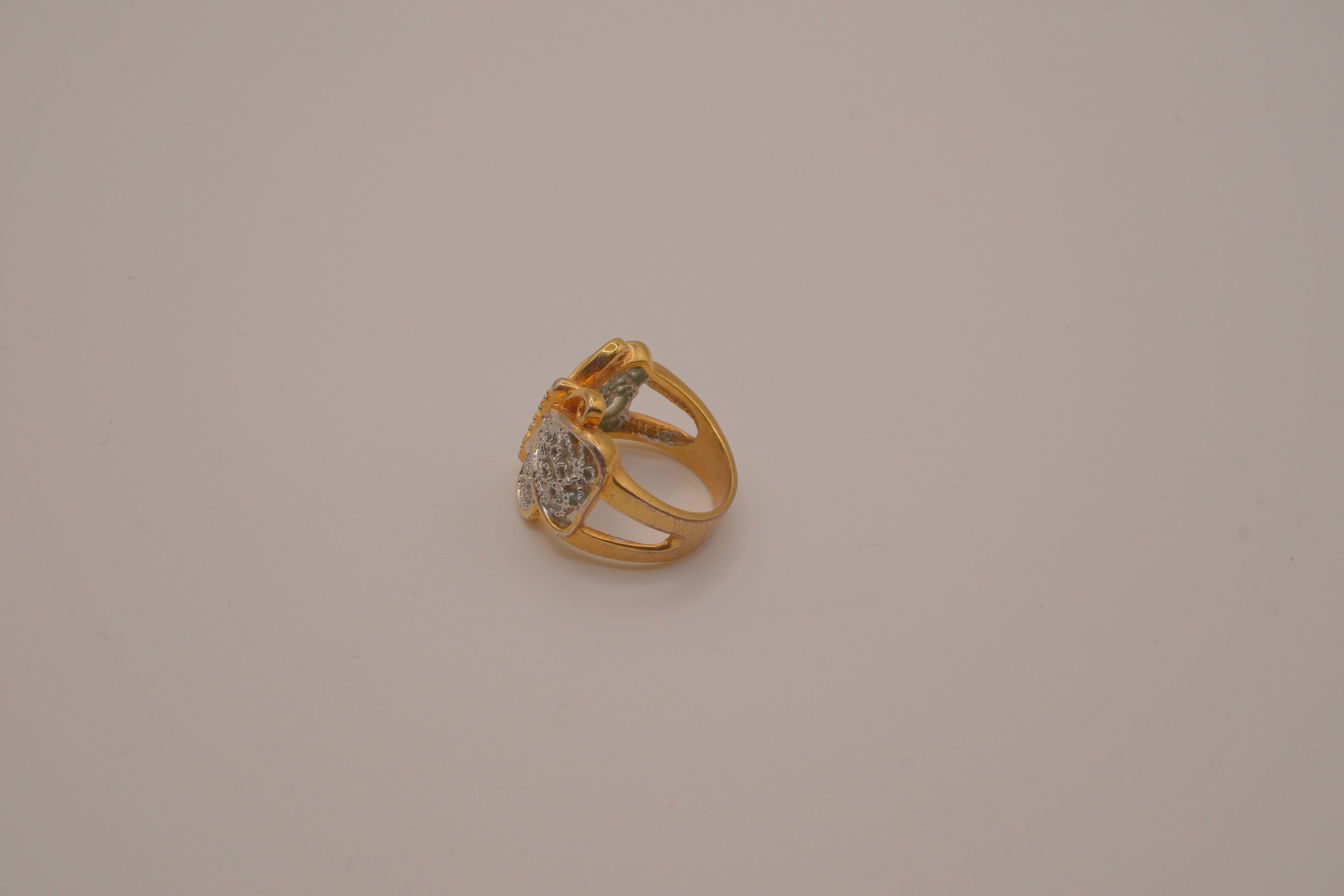 Two-tone butterfly statement ring