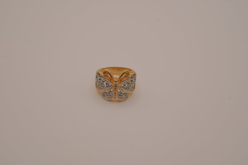 Two-tone butterfly statement ring