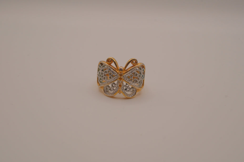 Two-tone butterfly statement ring