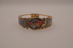 Vintage cloisonné butterfly and floral hinge cuff bracelet&nbsp;