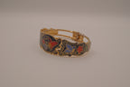 Vintage cloisonné butterfly and floral hinge cuff bracelet&nbsp;