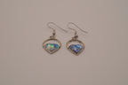 Heart-shaped abalone shell drop earrings