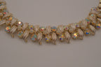 Vintage 1950s rhinestone and faux pearl leaf bracelet