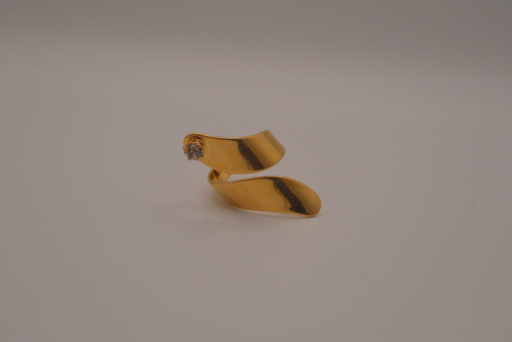 Adjustable gold wrap-around statement ring