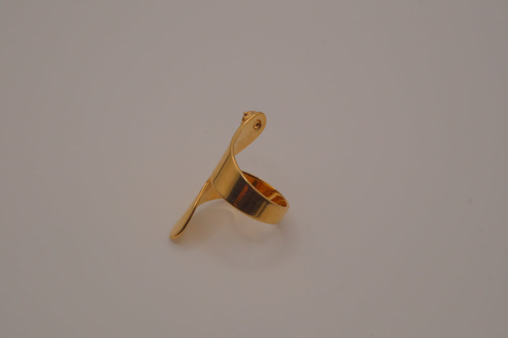 Adjustable gold wrap-around statement ring