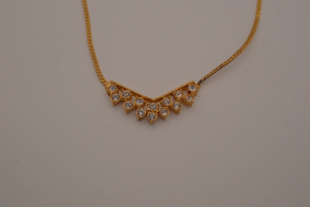 Vintage Avon Simulated Diamond Chevron Pendant Necklace