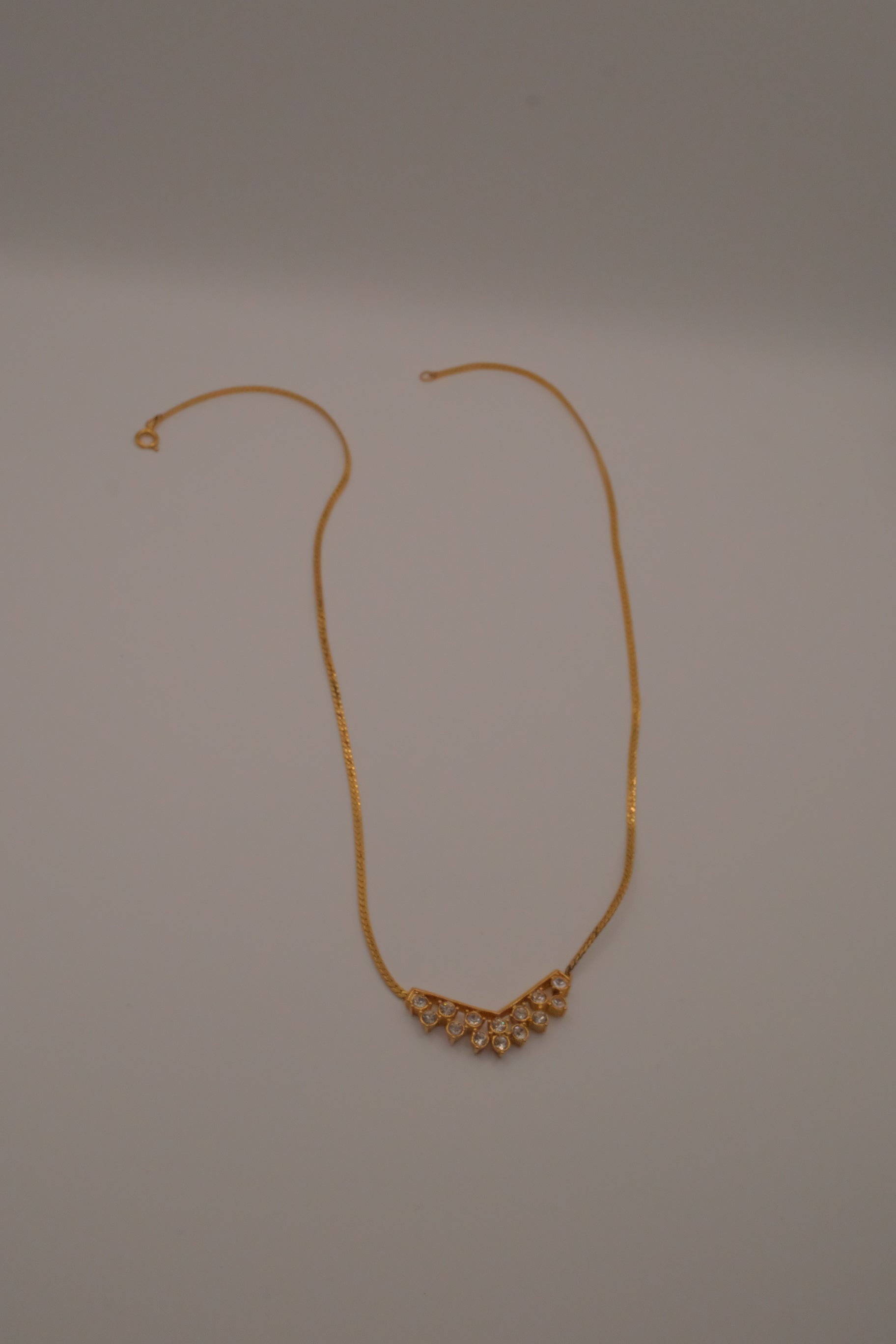 Vintage Avon Simulated Diamond Chevron Pendant Necklace