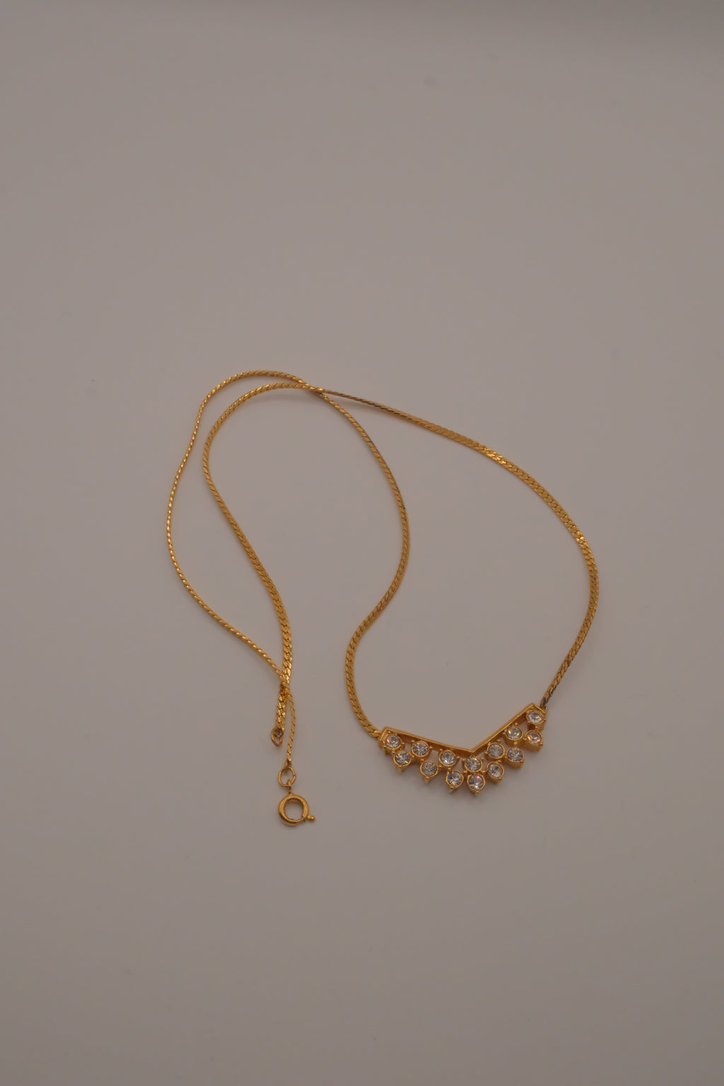 Vintage Avon Simulated Diamond Chevron Pendant Necklace