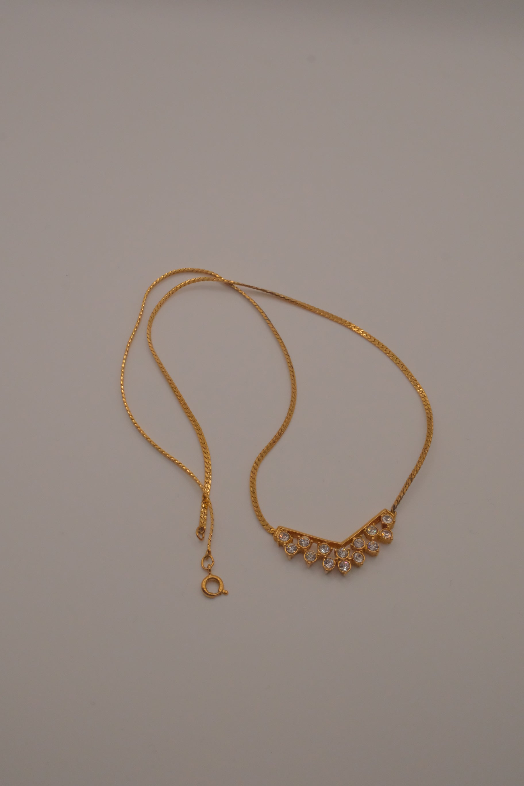 Vintage Avon Simulated Diamond Chevron Pendant Necklace