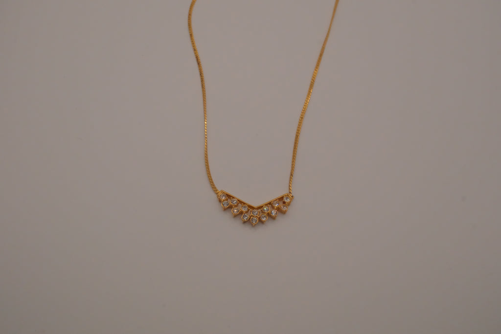 Vintage Avon Simulated Diamond Chevron Pendant Necklace