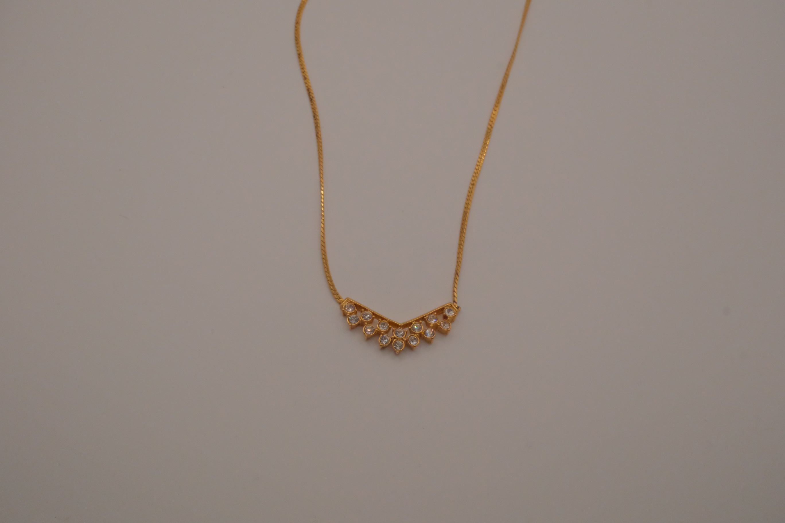 Vintage Avon Simulated Diamond Chevron Pendant Necklace
