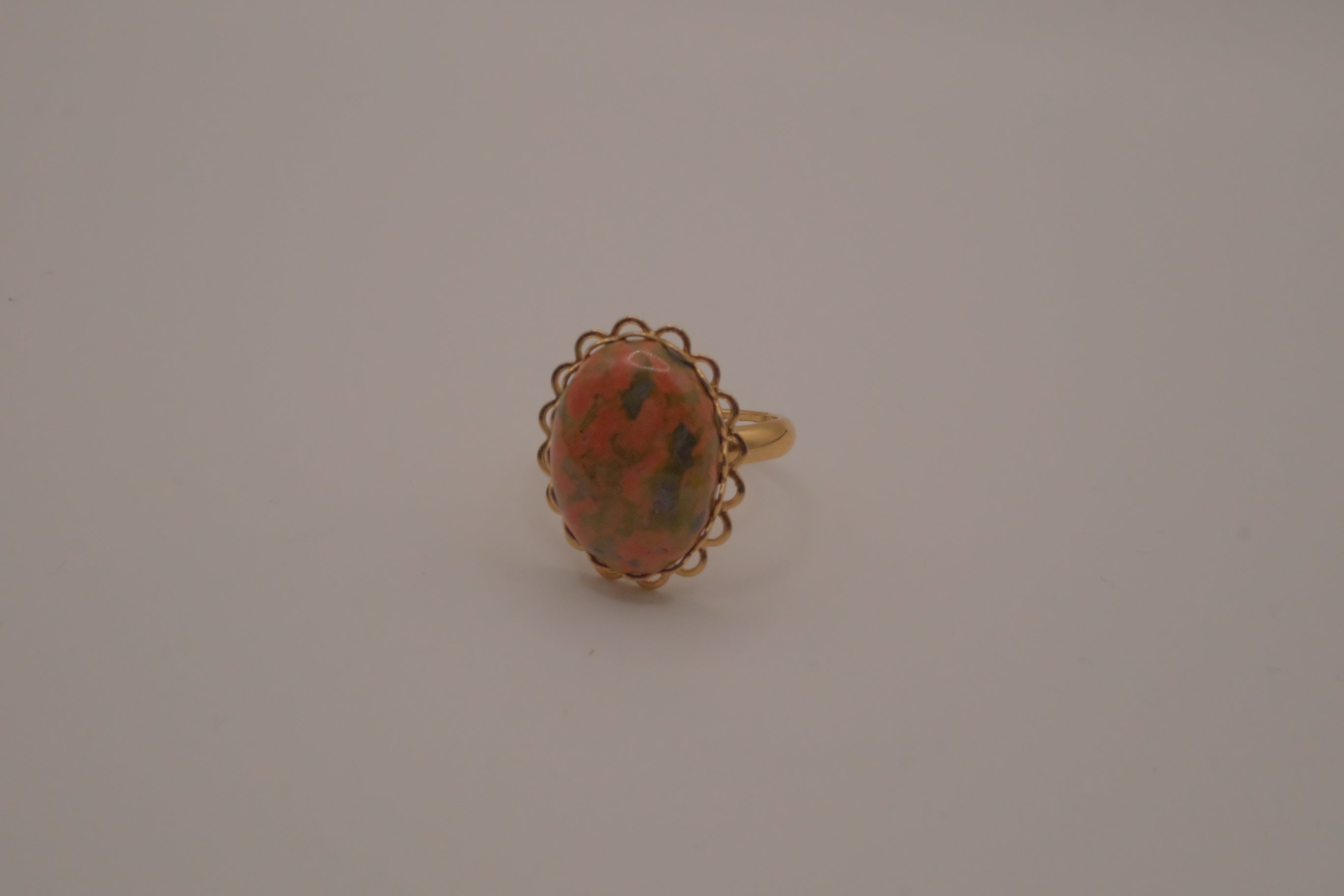 Vintage Unakite jasper cocktail ring&nbsp;