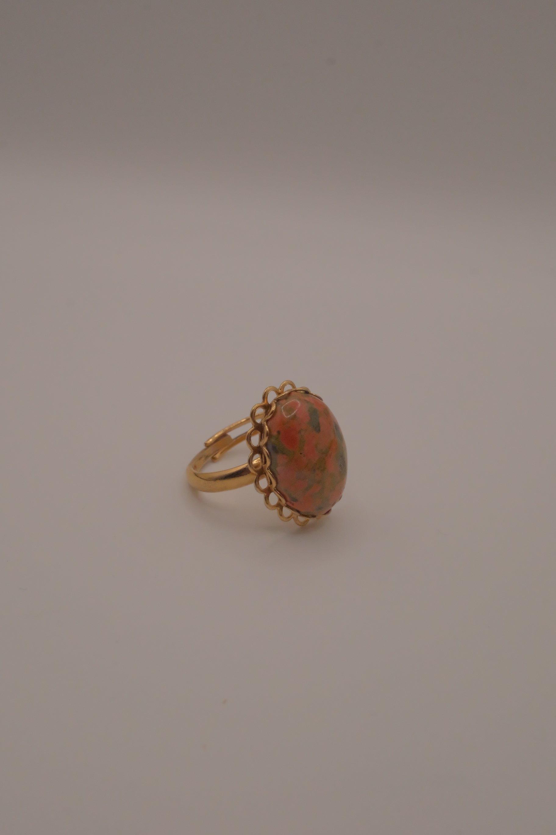 Vintage Unakite jasper cocktail ring&nbsp;