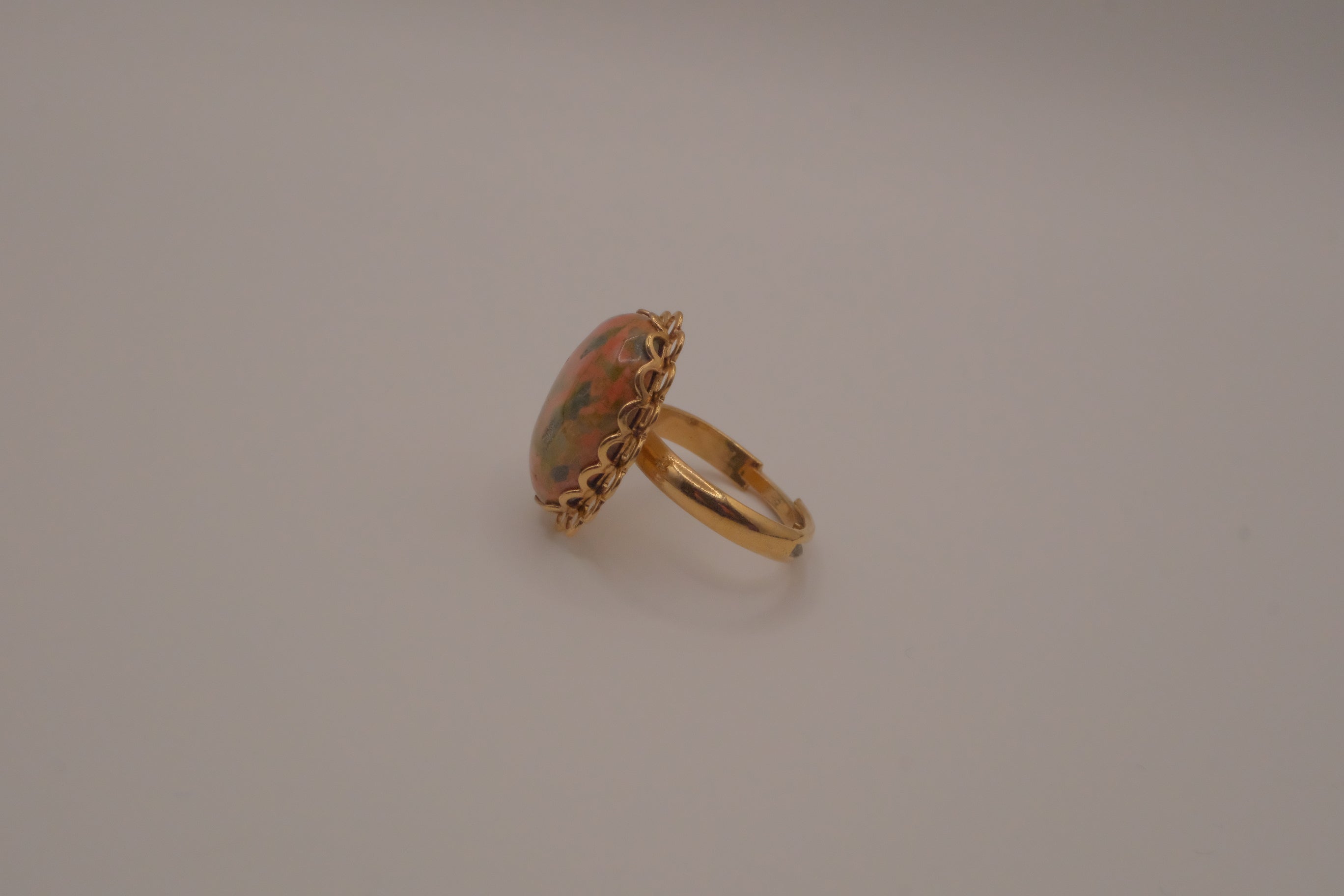 Vintage Unakite jasper cocktail ring&nbsp;