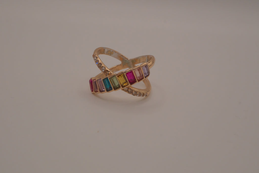 Rainbow crisscross statement ring&nbsp;