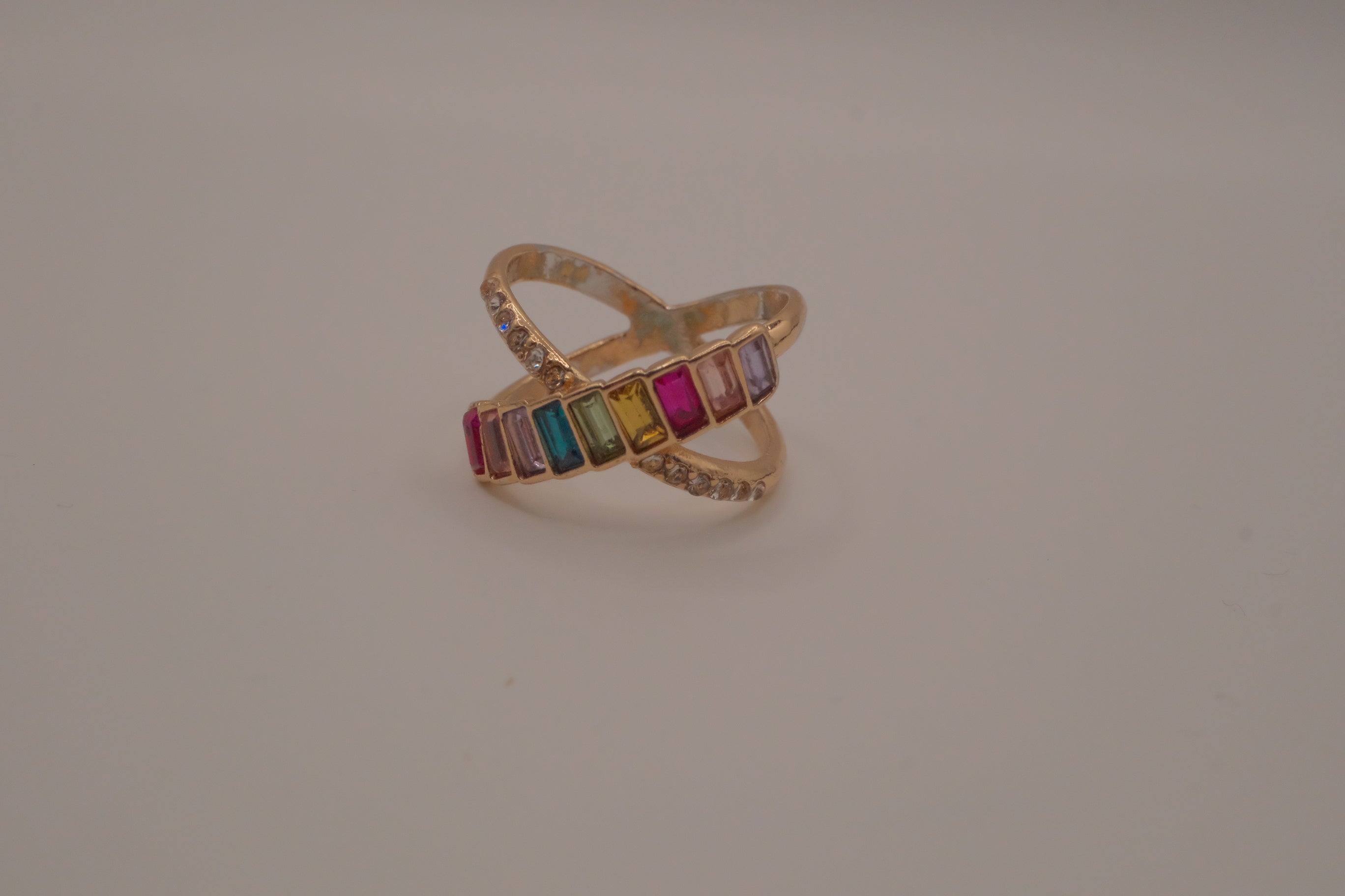 Rainbow crisscross statement ring&nbsp;