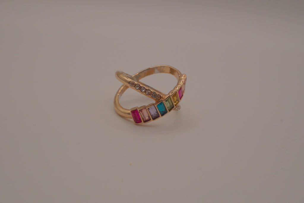 Rainbow crisscross statement ring&nbsp;