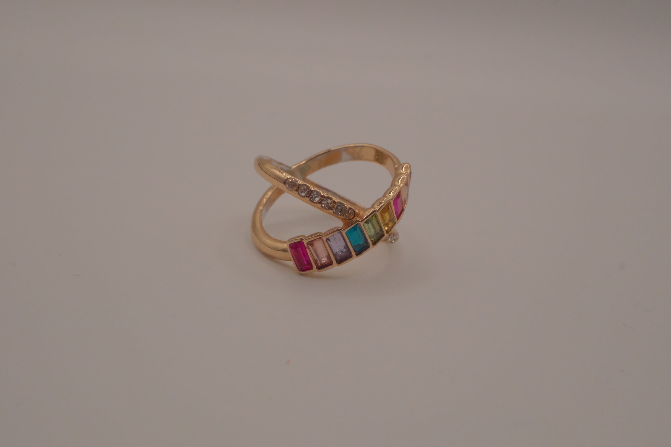 Rainbow crisscross statement ring&nbsp;