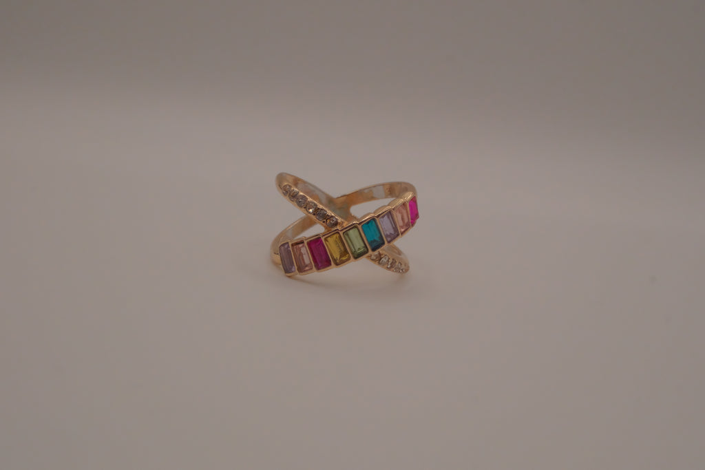 Rainbow crisscross statement ring&nbsp;