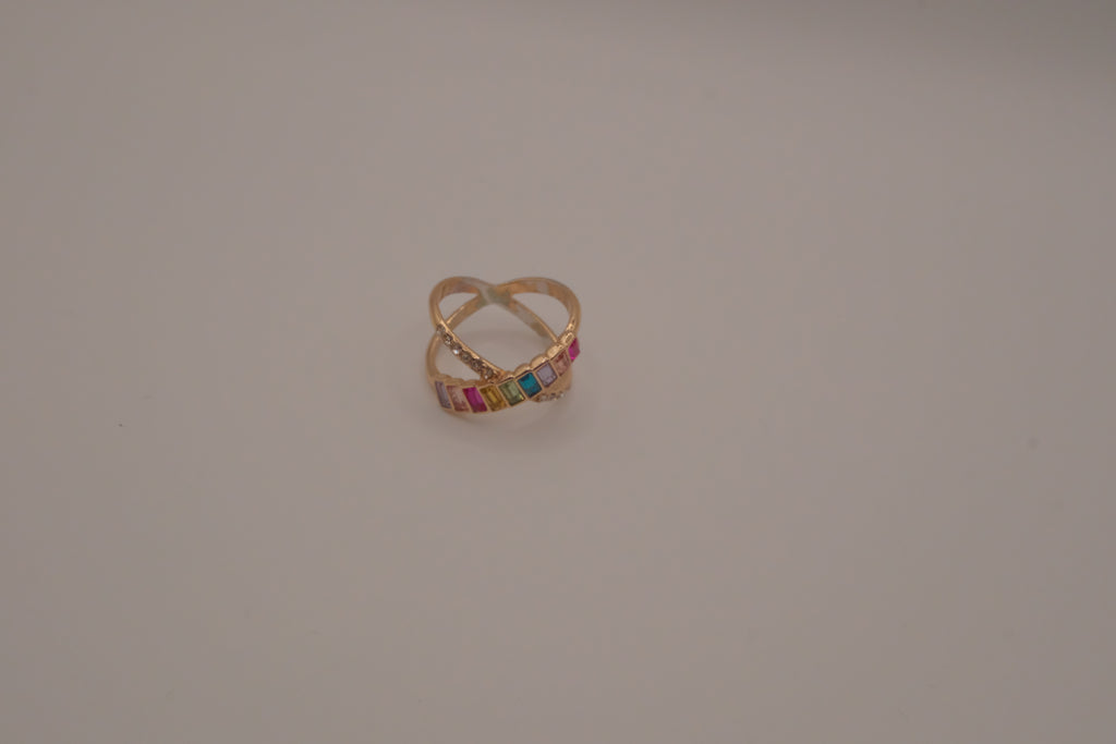 Rainbow crisscross statement ring&nbsp;