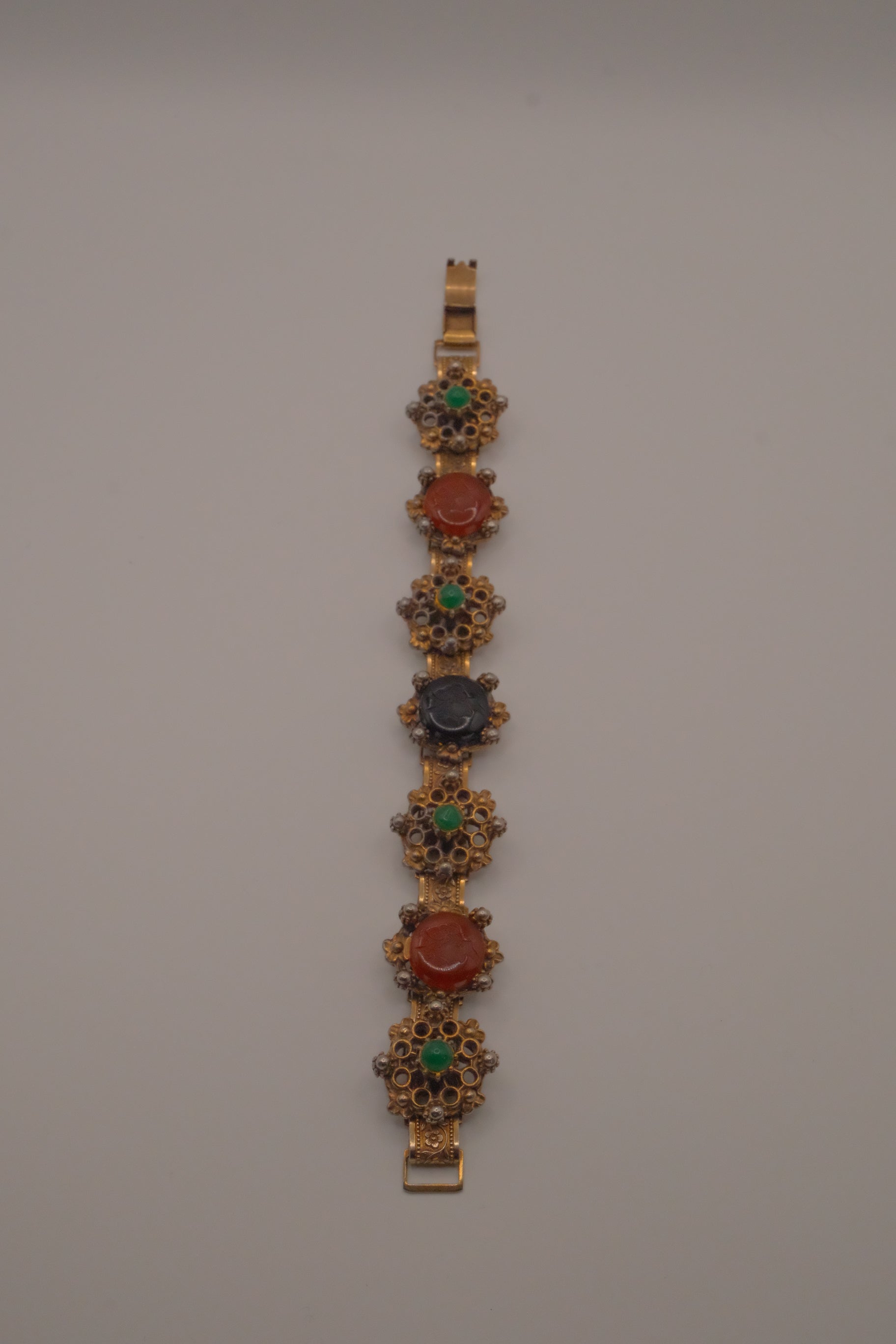 Vintage Victorian Revival bookchain panel bracelet