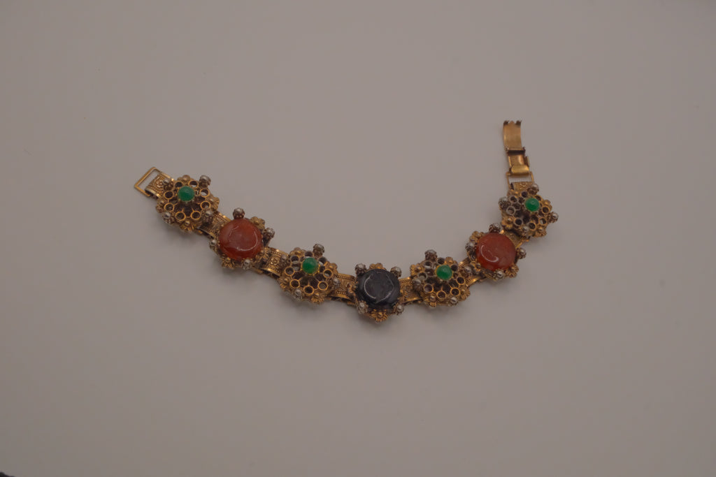Vintage Victorian Revival bookchain panel bracelet