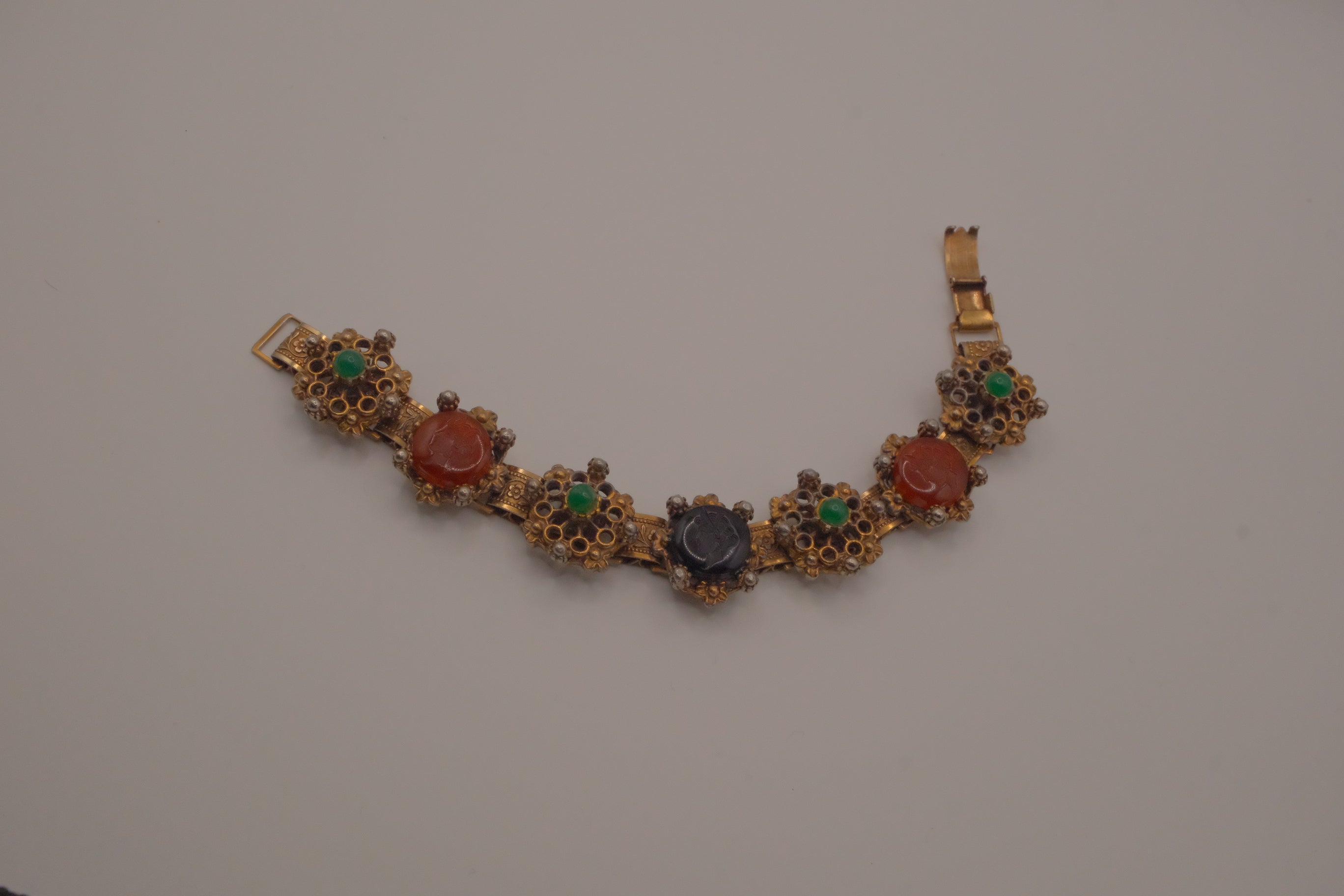 Vintage Victorian Revival bookchain panel bracelet