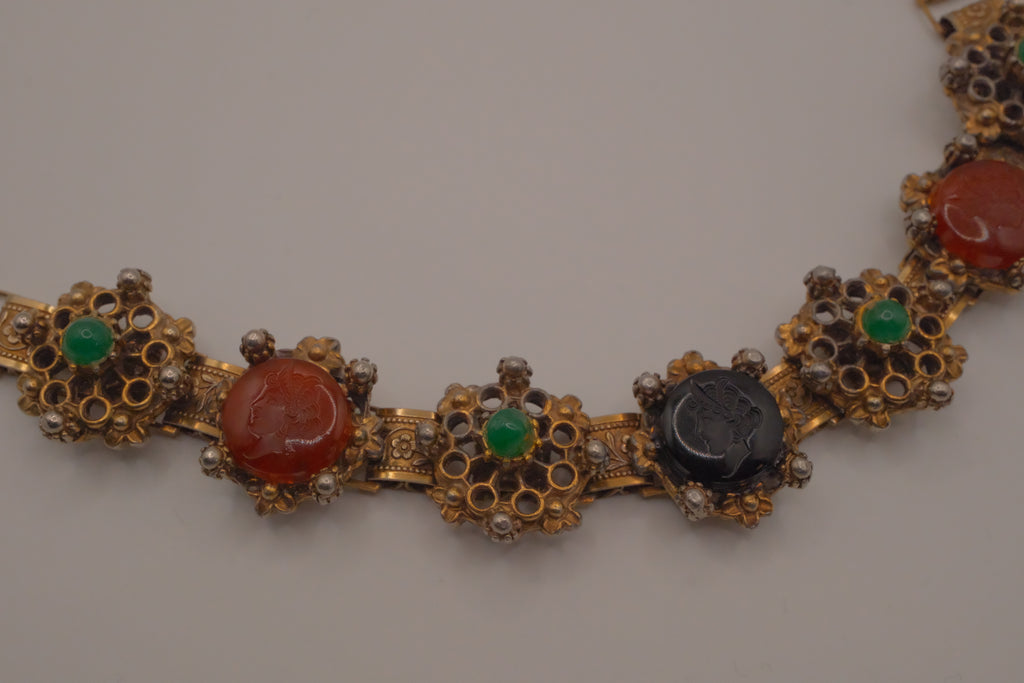 Vintage Victorian Revival bookchain panel bracelet