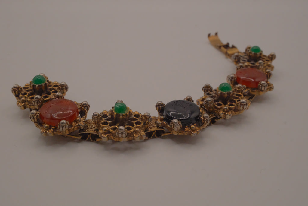 Vintage Victorian Revival bookchain panel bracelet