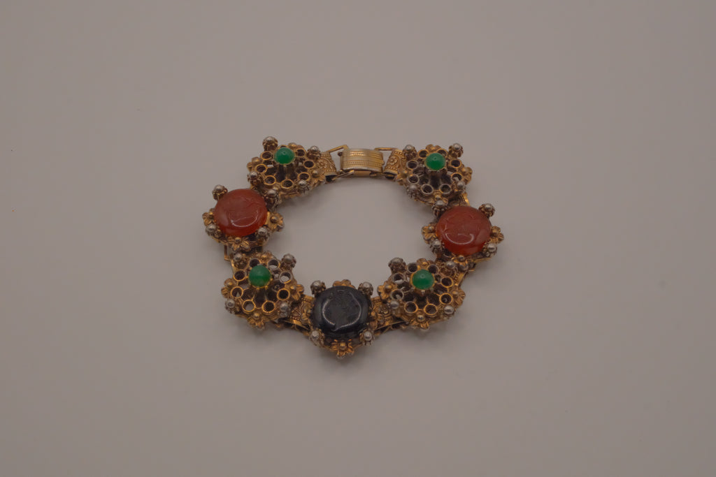 Vintage Victorian Revival bookchain panel bracelet