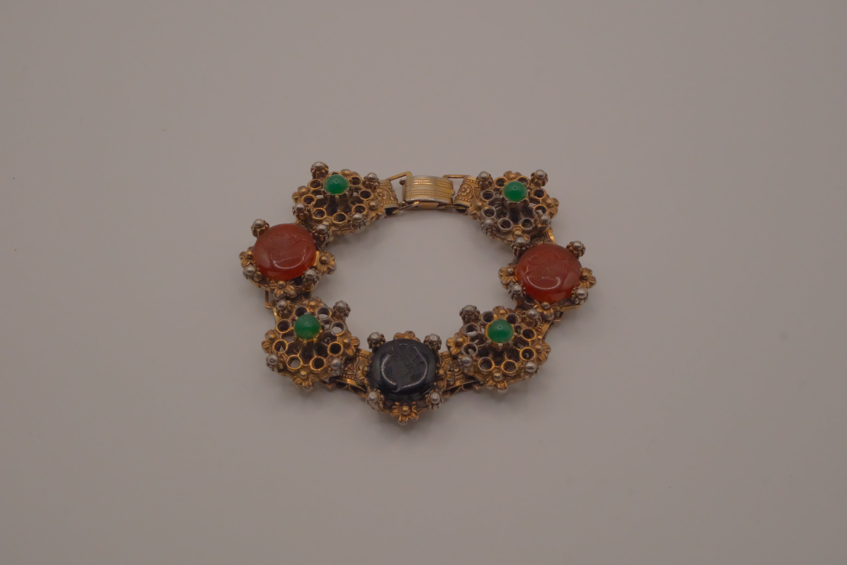 Vintage Victorian Revival bookchain panel bracelet