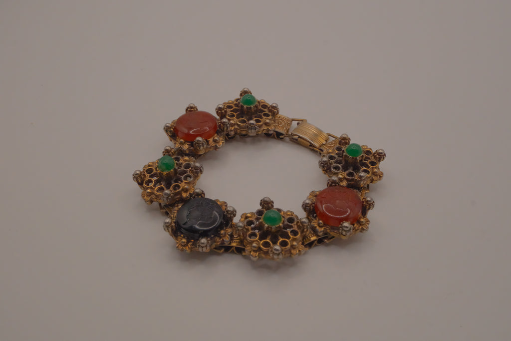 Vintage Victorian Revival bookchain panel bracelet