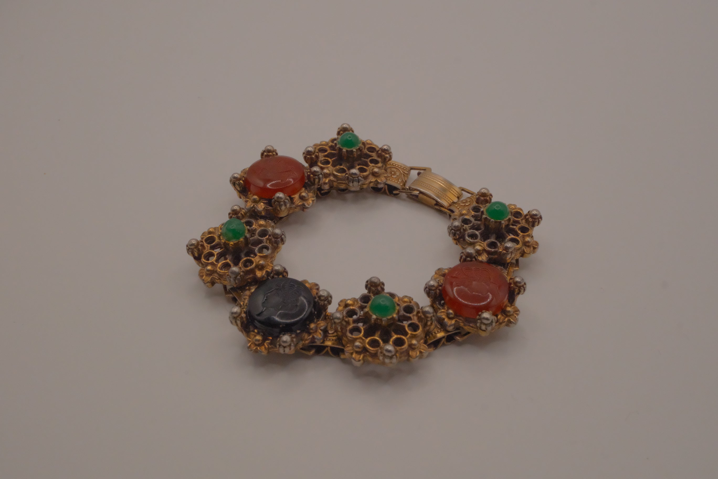 Vintage Victorian Revival bookchain panel bracelet