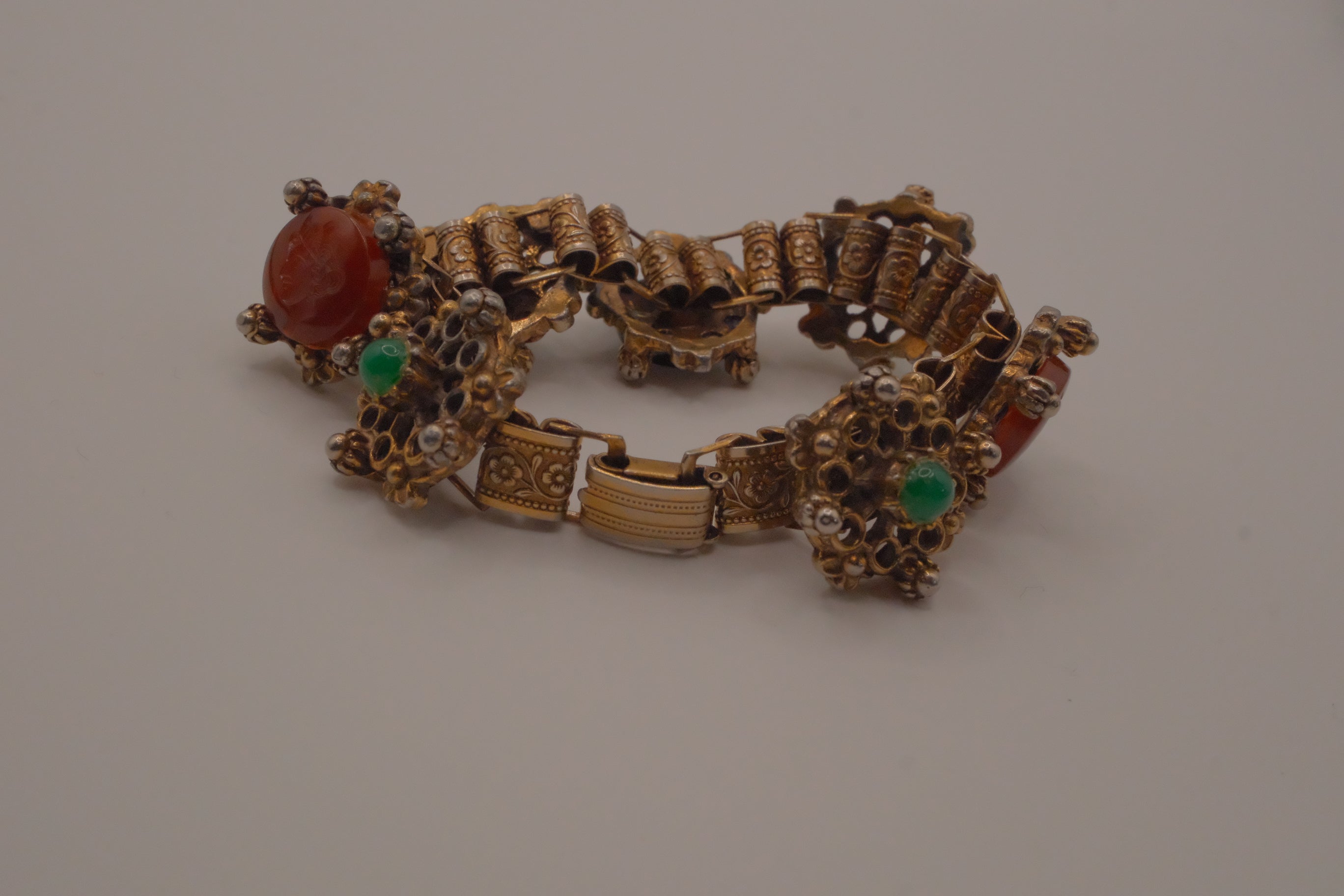 Vintage Victorian Revival bookchain panel bracelet