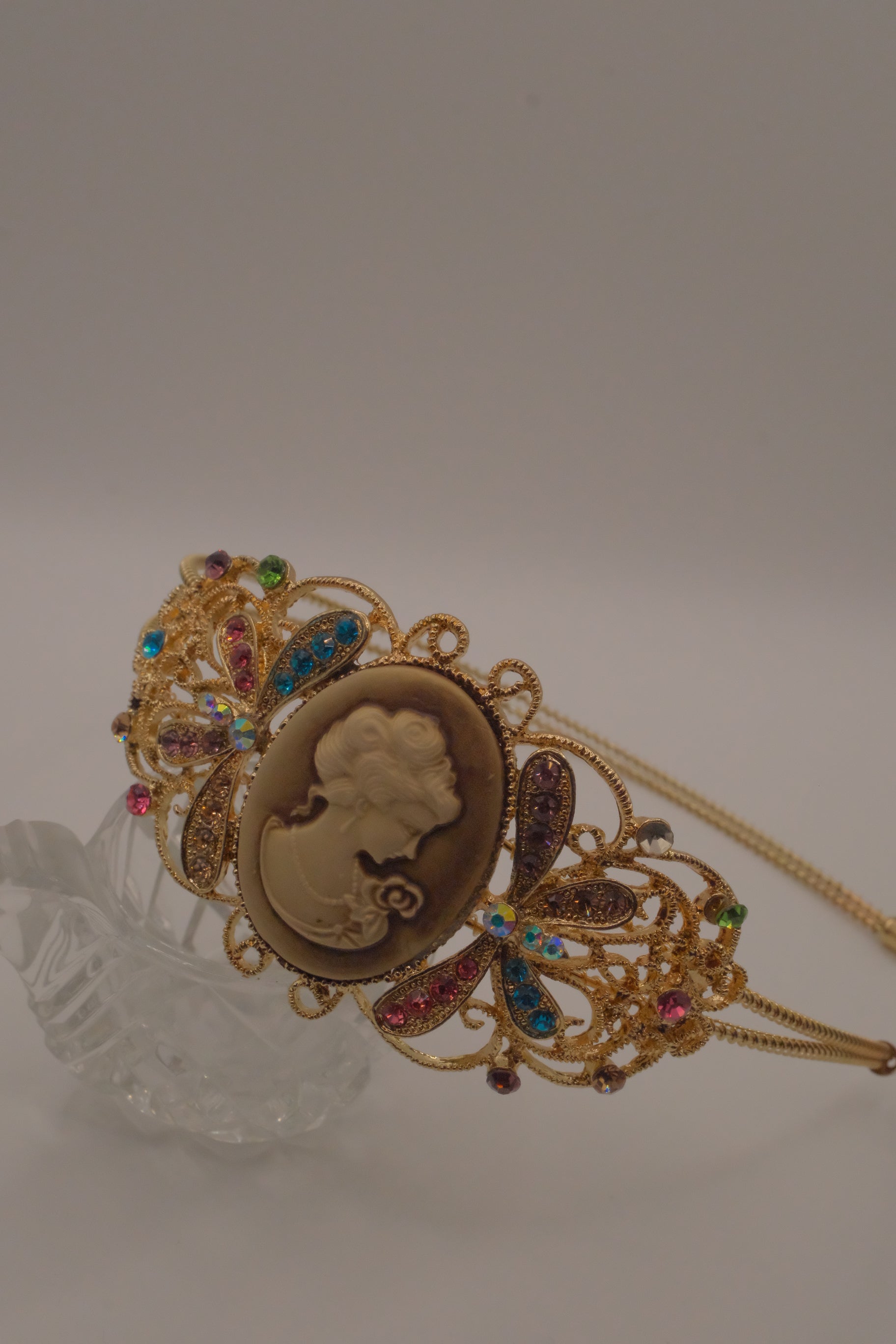 Vintage cameo tiara headband