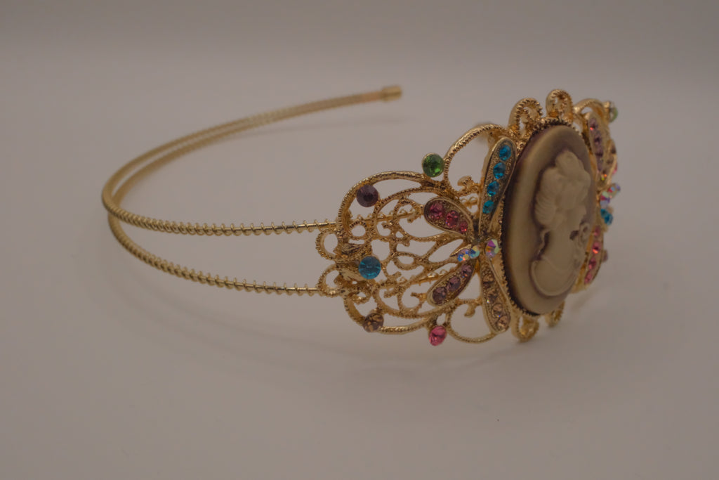 Vintage cameo tiara headband