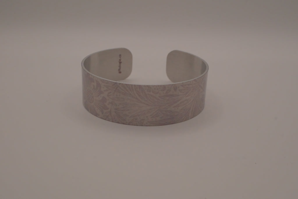 Embossed silver-tone floral cuff bracelet