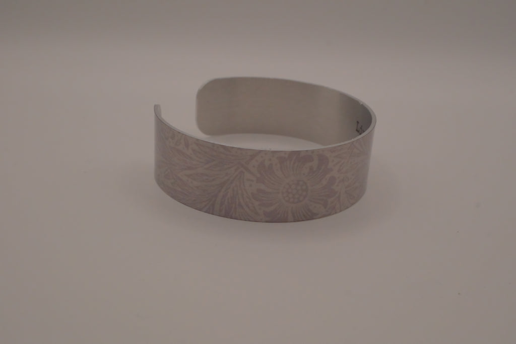 Embossed silver-tone floral cuff bracelet