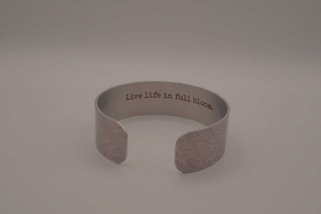 Embossed silver-tone floral cuff bracelet