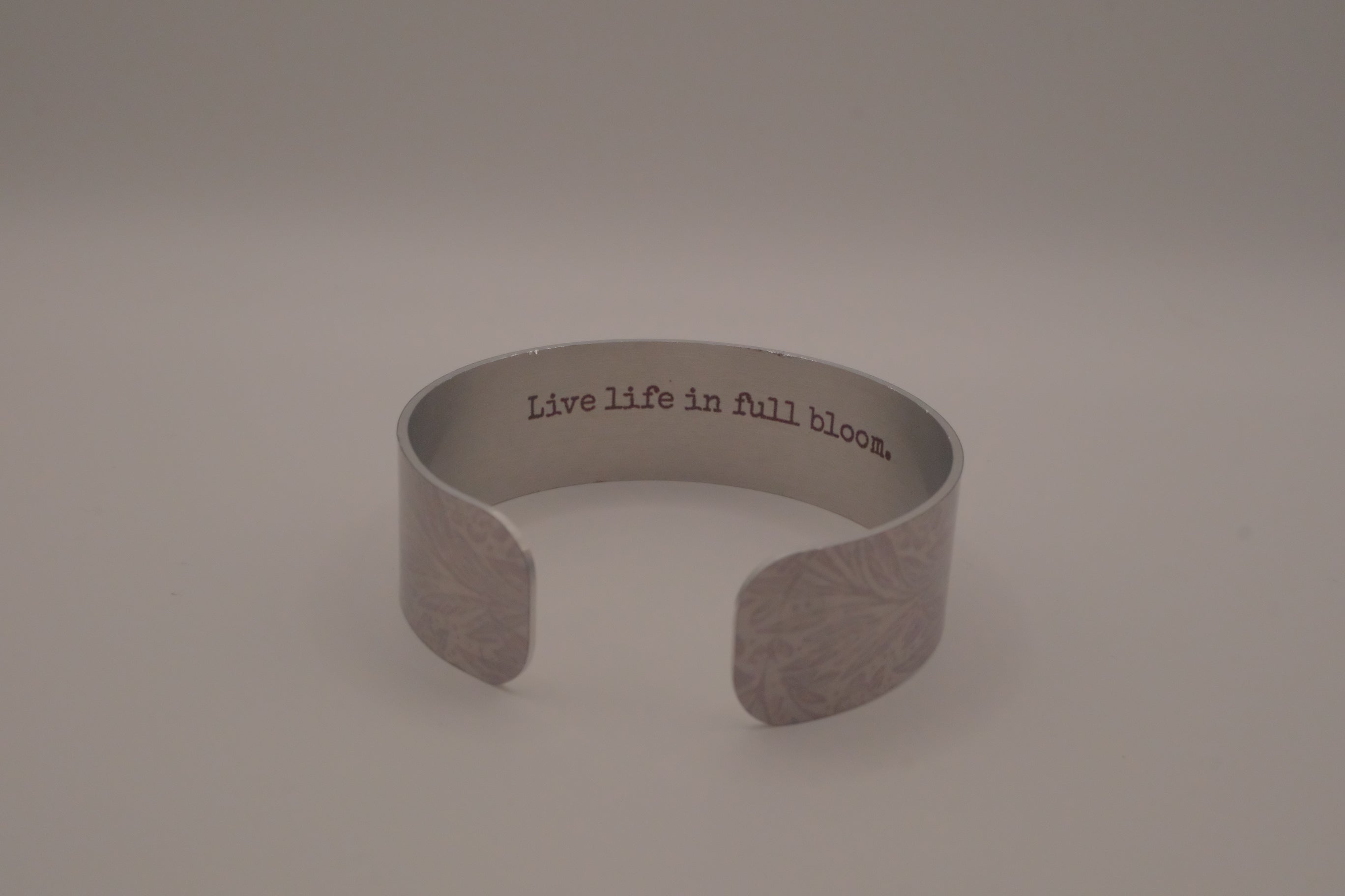 Embossed silver-tone floral cuff bracelet