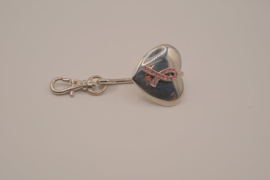 Vintage Avon Breast Cancer Crusade Silver Heart Locket Keychain