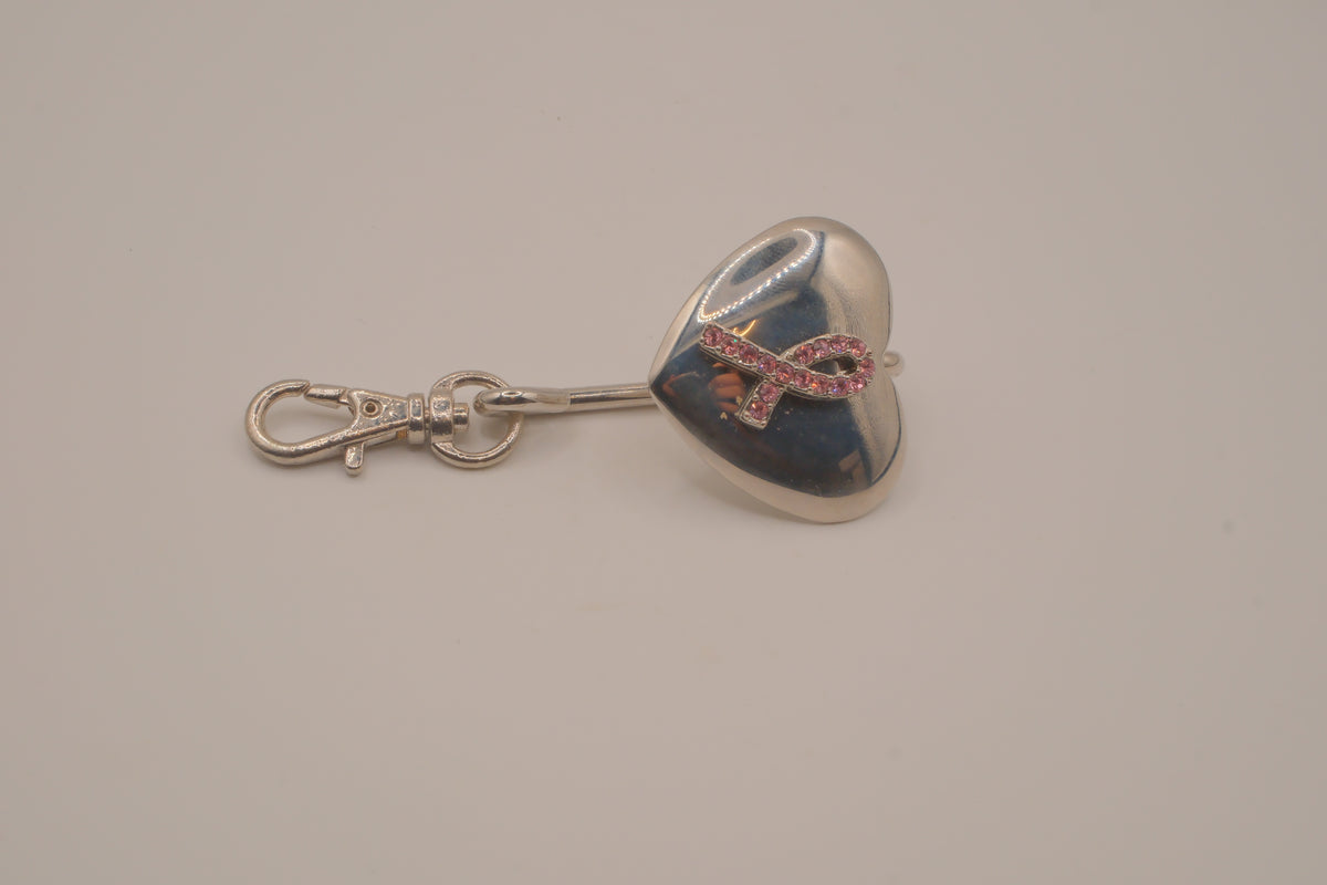 Vintage Avon Breast Cancer Crusade Silver Heart Locket Keychain