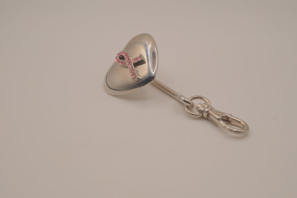 Vintage Avon Breast Cancer Crusade Silver Heart Locket Keychain